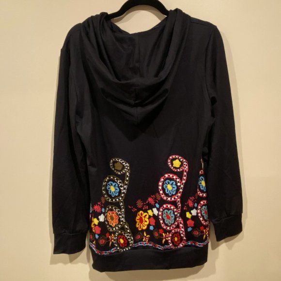 Onlypuff Floral Hoodie Sweatshirt with Pockets - Picture 2 of 3
